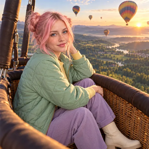 Hot-air balloon over the valley
