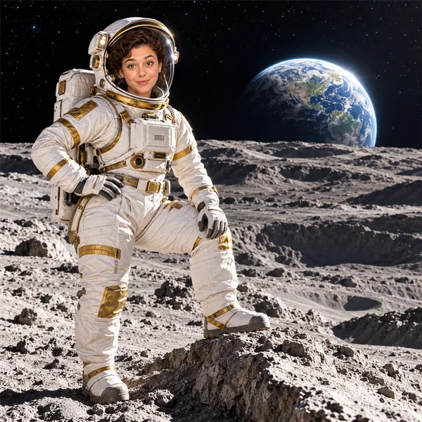 Moonwalk with Earth rising