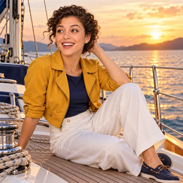 Sunset on the yacht deck