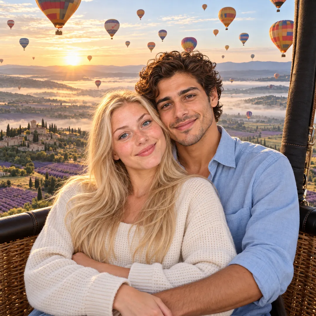 Sunrise in a hot-air balloon
