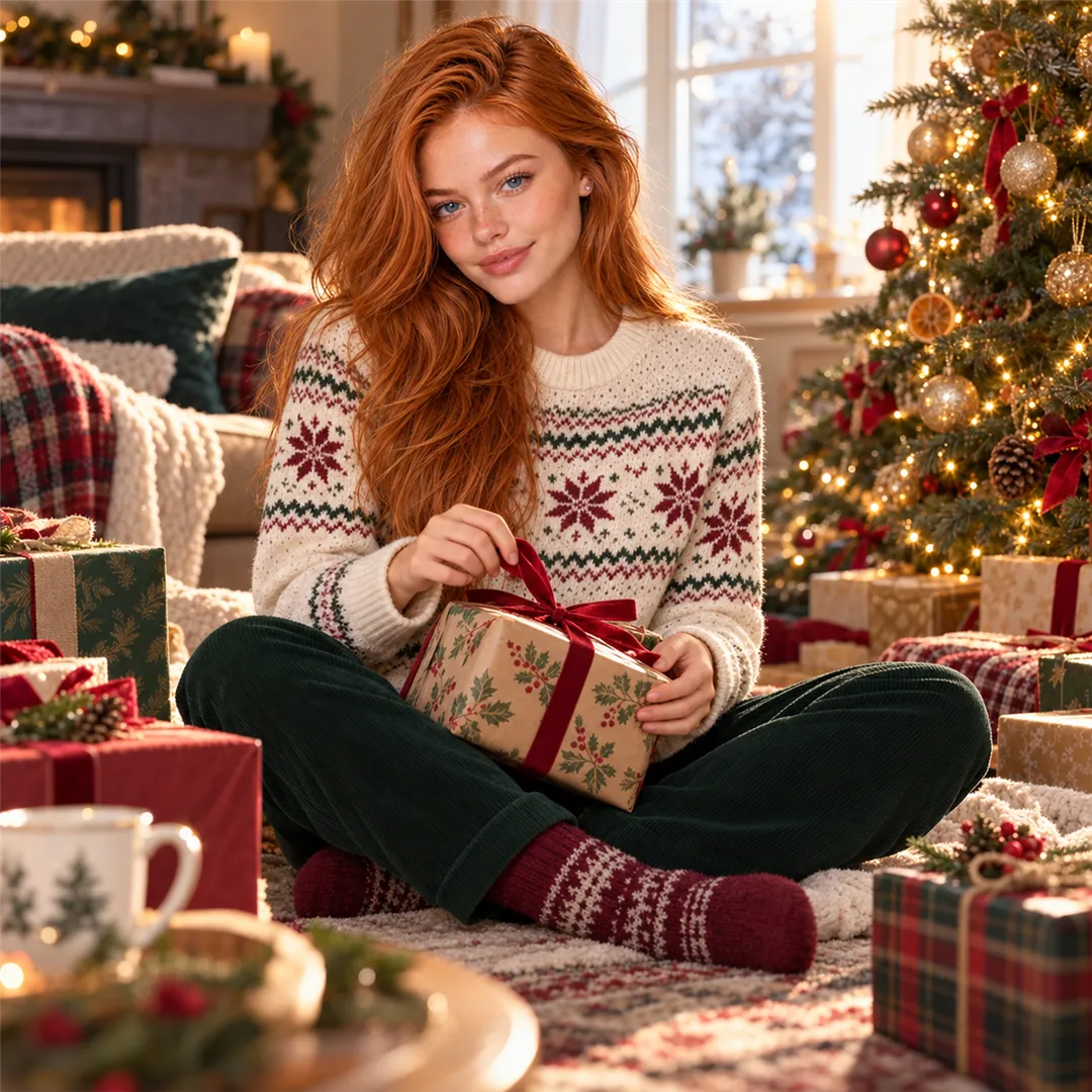 Christmas morning by the tree