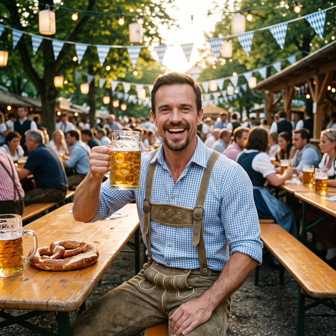 Raising a stein at the beer garden