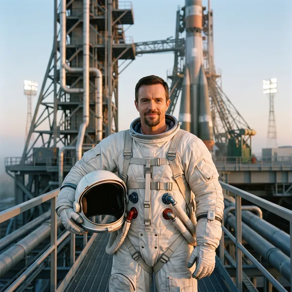 Astronaut at the launch tower